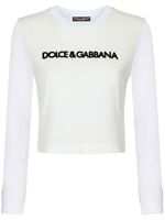 Dolce & Gabbana t-shirt longues manches à logo imprimé - Blanc - thumbnail