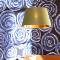 Hanglamp groen stoffen kap goud met E27 fitting &apos;Lance&apos;