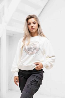 Guess Peony Logo Fleece Sweater Dames Wit - Maat S - Kleur: Wit | Soccerfanshop