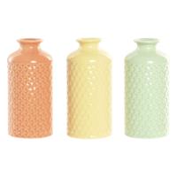 Vaas Home ESPRIT Groen Beige Grijs Terra cotta Dolomite 9 x 9 x 19 cm (3 Stuks)
