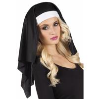 Hoofdkapje Non - zwart/wit - one size - volwassenen - klooster thema - nonnen - carnaval Hoofdkapje Non - zwart/wit - one size - volwassenen - klooster thema - nonnen - carnaval