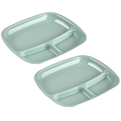 Plasticforte Camping bord 3 vaks - Set van 2x stuks - kunststof - groen - 21 x 24 cm