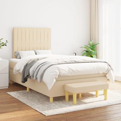 Boxspring met matras stof crèmekleurig 120x200 cm