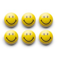 Whiteboard/koelkast magneten smiley - 6x - kunststof - 3 cm