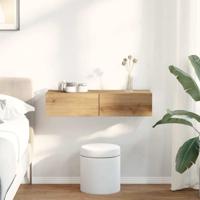 Wandschap met lades 80x33x17 cm bewerkt hout artisanaal eiken