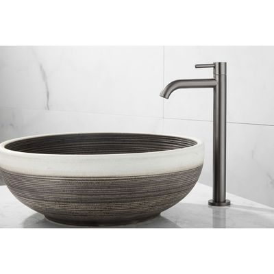 Fonteinkraan SaniClear Iron | Opbouw | Koudwater kraan | Hoog model | 1-hendel | Rond | Verouderd ijzer - Gunmetal