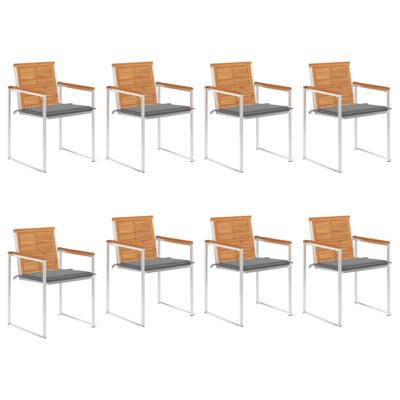 Tuinstoelen 8 st met kussens massief acaciahout