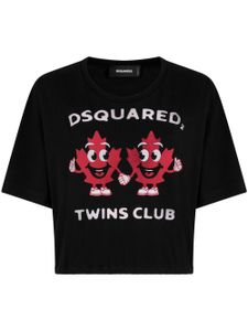 DSQUARED2 t-shirt crop à logo imprimé - Noir