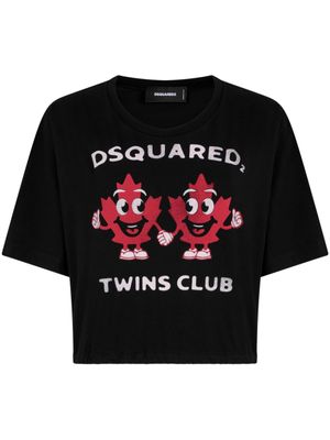 DSQUARED2 t-shirt crop à logo imprimé - Noir