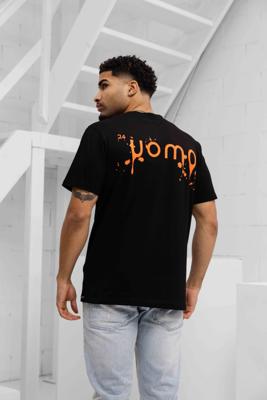 24 Uomo Paint T-Shirt Heren Zwart/Oranje - Maat L - Kleur: Zwart | Soccerfanshop