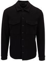 Vince chemise en coton mélangé à boutonnière - Noir