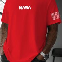 Bon&Bon Homme Men's Plus Size Navy Blue Slogan Print Casual T-Shirt Red / 4XL