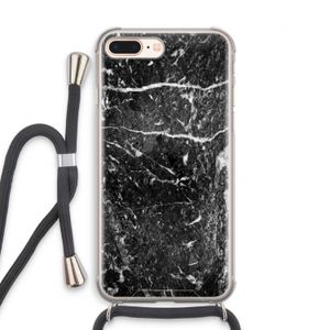 Zwart marmer: iPhone 8 Plus Transparant Hoesje met koord