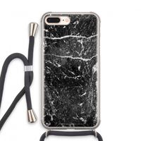 Zwart marmer: iPhone 8 Plus Transparant Hoesje met koord