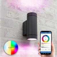 Antraciete up down wandlamp voor buiten met milight gu10 spots - rond Antraciete up down wandlamp voor buiten met milight gu10 spots - rond