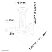 Neomounts BEAMER-C80WHITE Beamer-plafondbeugel Kantelbaar, Draaibaar Afstand vloer-plafond (max.): 15 cm Wit - thumbnail