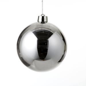 House of Seasons grote kerstbal - zilver - D25 cm - kunststof