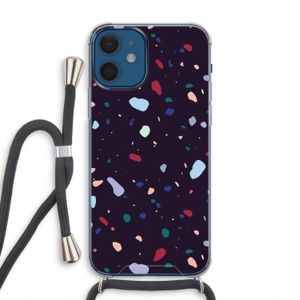Dark Rounded Terrazzo: iPhone 12 Transparant Hoesje met koord