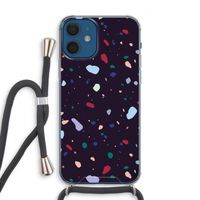 Dark Rounded Terrazzo: iPhone 12 Transparant Hoesje met koord