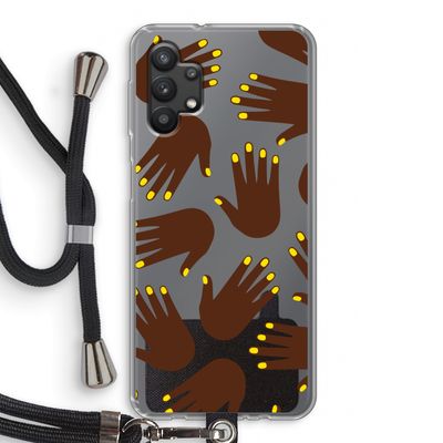 Hands dark: Samsung Galaxy A32 5G Transparant Hoesje met koord