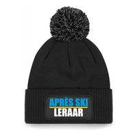 Wintersport muts met pompom - Apres Ski leraar - zwart - one size - unisex - Apres ski beanie - thumbnail