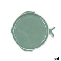 Eetbord Bidasoa Aura Stela Groen Keramisch Vis 19 x 18 x 2 cm (6 Stuks)