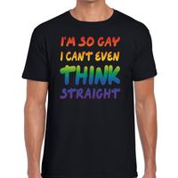 Gay pride I am so gay i can't even think straight  shirt zwart heren 2XL  - - thumbnail