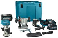 Makita RT001GM206 Accu Boven- en kantenfrees AWS-Ready + Geleiderail adapter XGT 40V Max 4.0Ah in Mbox