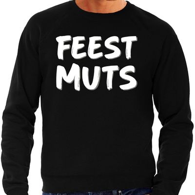 Feest muts sweater / trui zwart met witte letters voor heren Feest muts sweater / trui zwart met witte letters voor heren