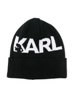 Karl Lagerfeld Kids bonnet en maille à logo brodé - Noir