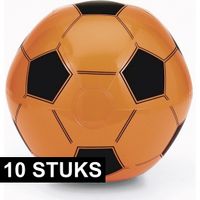 10x Opblaasbare oranje voetbal strandballen speelgoed - thumbnail