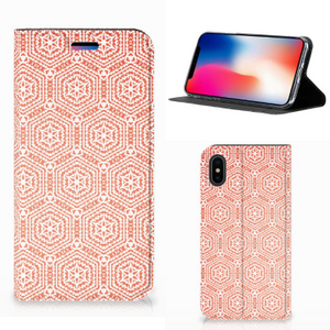 Apple iPhone X | Xs Hoesje met Magneet Pattern Orange