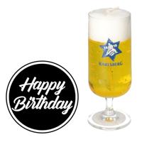 Bier kaars - Karlsberg - H18 cm - inclusief 10x st bierviltjes - Happy Birthday - vaderdag - opa - o
