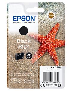 Epson Singlepack Black 603 Ink inkt C13T03U14010, 'Zeester'