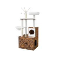 Krabpaal met kattenhuis, Vintage bruin