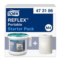 Startpakket Tork ReflexÃƒÂ¢Ã¢â‚¬Å¾Ã‚Â¢ M4 draagbare dispenser wit/turquoise 473186