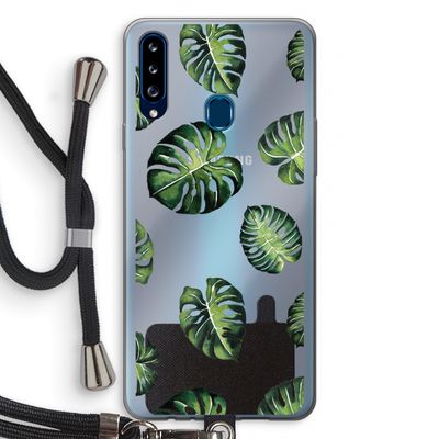 Tropische bladeren: Samsung Galaxy A20s Transparant Hoesje met koord
