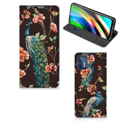 Motorola Moto G9 Plus | Hoesje maken | Pauw met Bloemen