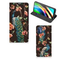 Motorola Moto G9 Plus | Hoesje maken | Pauw met Bloemen