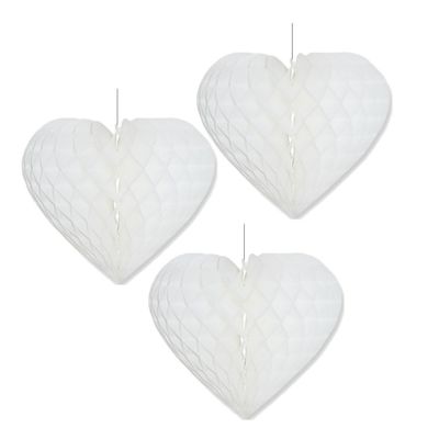 Set van 8x stuks wit hang decoratie hartje 15 cm versiering bruiloft
