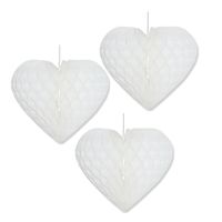 Set van 8x stuks wit hang decoratie hartje 15 cm versiering bruiloft