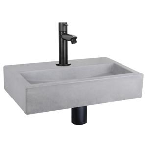 Differnz Flat fonteinset beton lichtgrijs - kraan recht - 38 x 24 x 8 cm - mat chroom