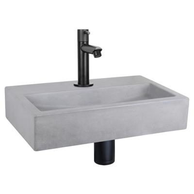 Differnz Flat fonteinset beton lichtgrijs - kraan recht - 38 x 24 x 8 cm - mat chroom