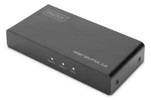 Digitus DS-45324 2 poorten HDMI-splitter LED-weergave, Met metalen behuizing, Ultra HD-geschikt, Met status-LEDs 4096 x 2160 Pixel Zwart