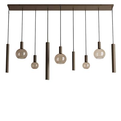 Hanglamp Riva recht 9 lichts platinum