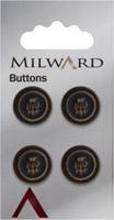 Milward Knoop Metaal Zwart/Messing Met Figuur 15mm (4 stuks)