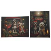 LED Kerst canvas honden 2xAA 30x40cm