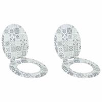 Zachte sluit toiletbril 2 pcs Blauw en Wit Porselein 44 x 38 cm