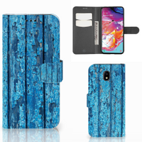 Samsung Galaxy A70 Book Style Case Wood Blue