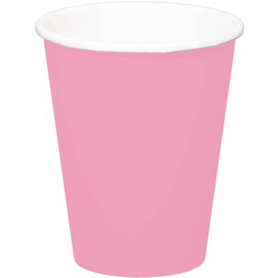 Folat Feest drinkbekers - 24x stuks - roze - papier - 350 ml - verjaardag/party